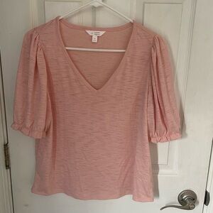 LC Lauren Conrad Pink Puff Sleeve Blouse